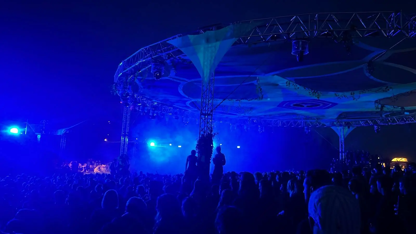 Festival photo at night with blue lights
