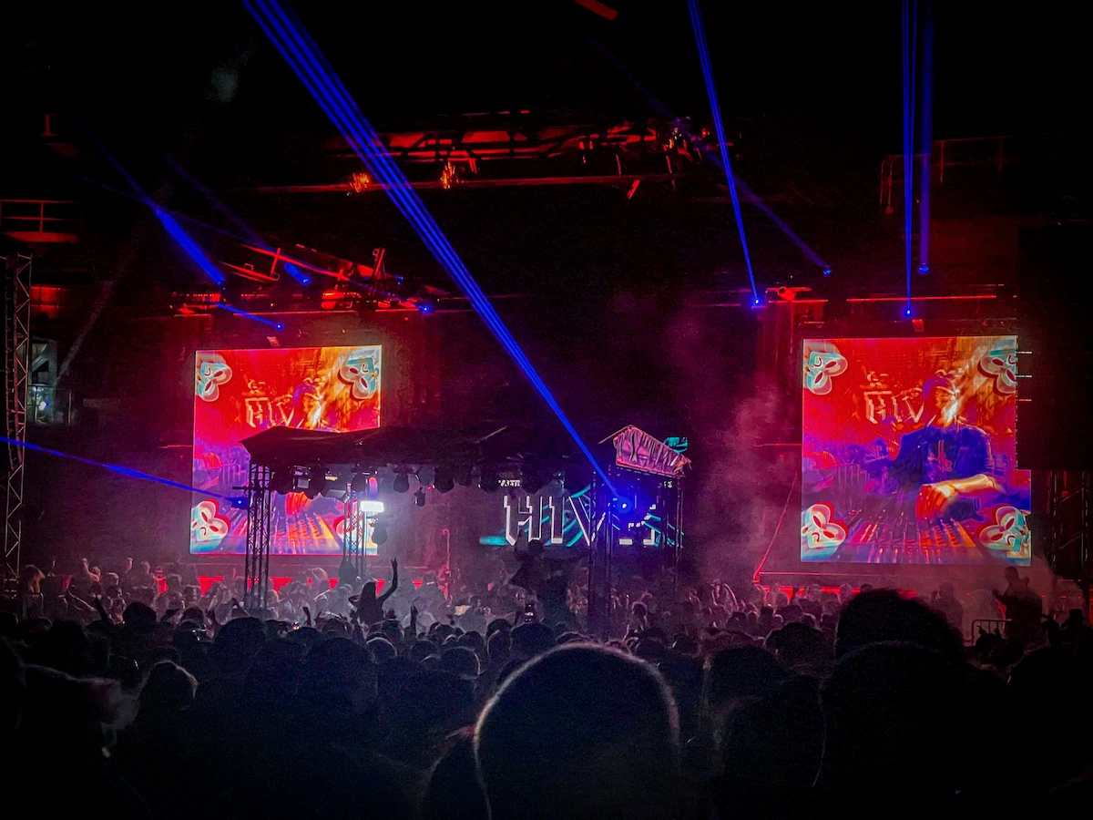Festival photo at night with huge stage